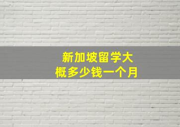 新加坡留学大概多少钱一个月