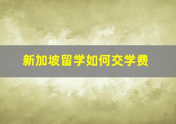 新加坡留学如何交学费