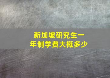 新加坡研究生一年制学费大概多少