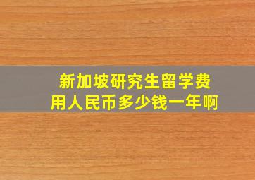 新加坡研究生留学费用人民币多少钱一年啊