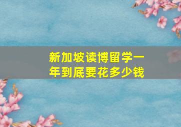 新加坡读博留学一年到底要花多少钱