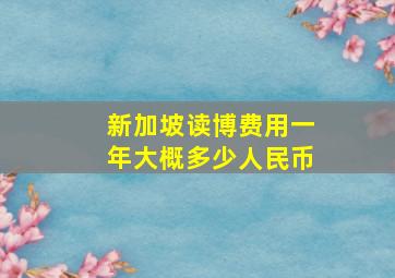 新加坡读博费用一年大概多少人民币