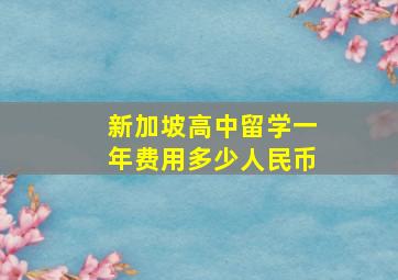 新加坡高中留学一年费用多少人民币