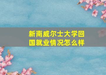 新南威尔士大学回国就业情况怎么样