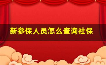 新参保人员怎么查询社保