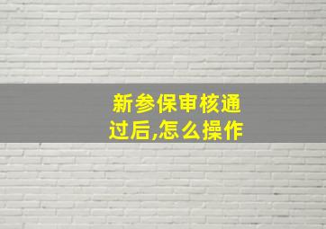 新参保审核通过后,怎么操作