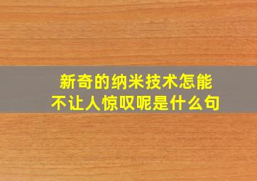 新奇的纳米技术怎能不让人惊叹呢是什么句