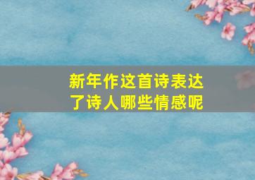 新年作这首诗表达了诗人哪些情感呢