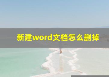 新建word文档怎么删掉