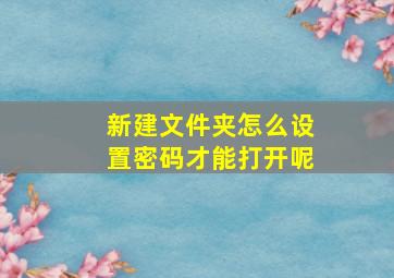 新建文件夹怎么设置密码才能打开呢