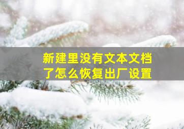 新建里没有文本文档了怎么恢复出厂设置