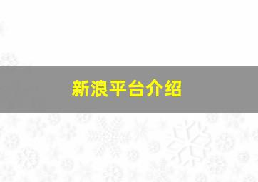 新浪平台介绍