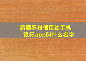 新疆农村信用社手机银行app叫什么名字