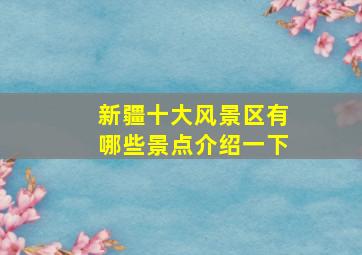 新疆十大风景区有哪些景点介绍一下