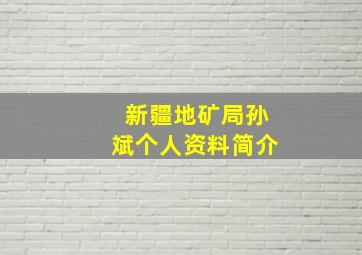 新疆地矿局孙斌个人资料简介