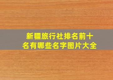 新疆旅行社排名前十名有哪些名字图片大全