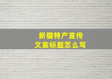 新疆特产宣传文案标题怎么写