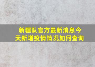 新疆队官方最新消息今天新增疫情情况如何查询