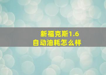 新福克斯1.6自动油耗怎么样