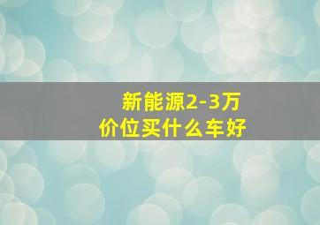 新能源2-3万价位买什么车好