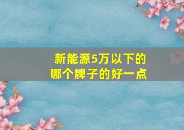 新能源5万以下的哪个牌子的好一点