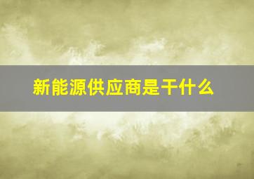 新能源供应商是干什么