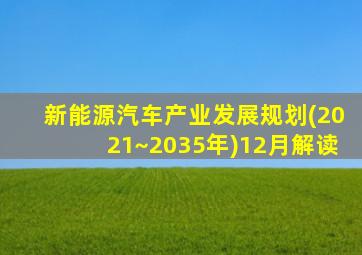 新能源汽车产业发展规划(2021~2035年)12月解读