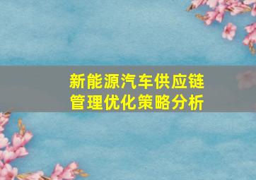 新能源汽车供应链管理优化策略分析