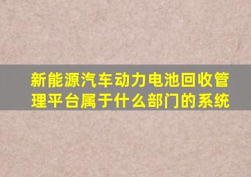 新能源汽车动力电池回收管理平台属于什么部门的系统