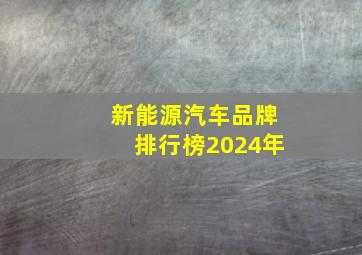 新能源汽车品牌排行榜2024年