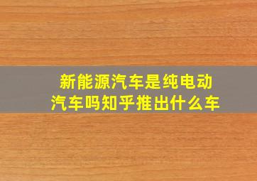 新能源汽车是纯电动汽车吗知乎推出什么车