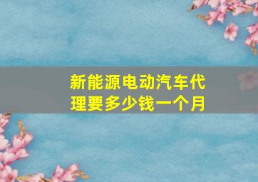 新能源电动汽车代理要多少钱一个月