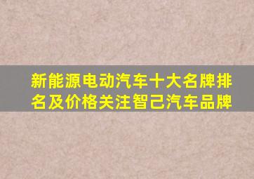 新能源电动汽车十大名牌排名及价格关注智己汽车品牌