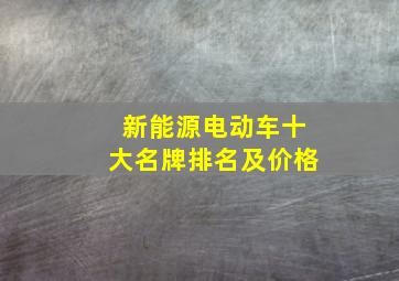 新能源电动车十大名牌排名及价格