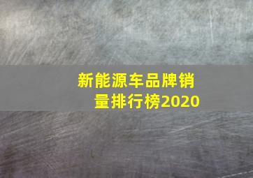 新能源车品牌销量排行榜2020