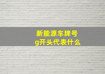 新能源车牌号g开头代表什么