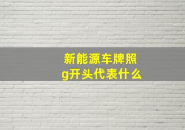 新能源车牌照g开头代表什么