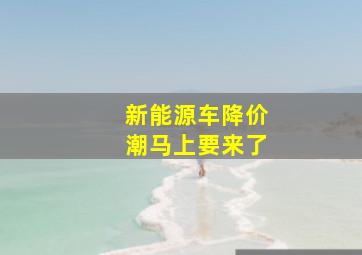 新能源车降价潮马上要来了