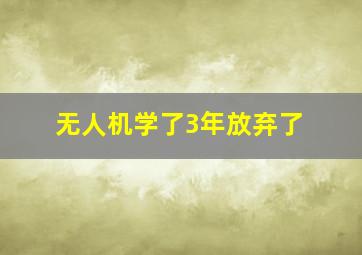 无人机学了3年放弃了