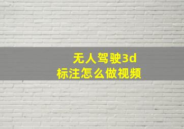 无人驾驶3d标注怎么做视频