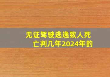 无证驾驶逃逸致人死亡判几年2024年的