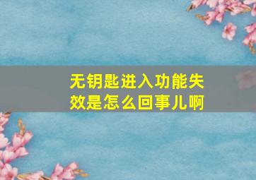 无钥匙进入功能失效是怎么回事儿啊