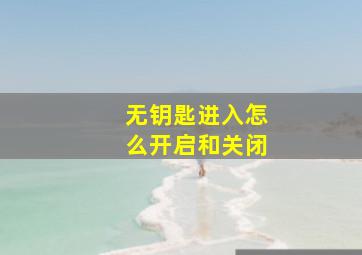 无钥匙进入怎么开启和关闭