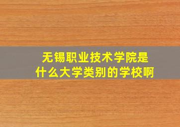 无锡职业技术学院是什么大学类别的学校啊