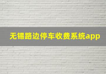 无锡路边停车收费系统app