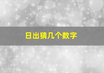 日出猜几个数字