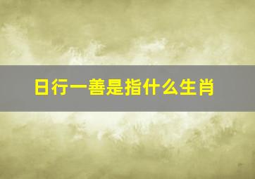 日行一善是指什么生肖