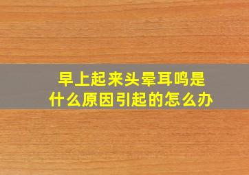 早上起来头晕耳鸣是什么原因引起的怎么办