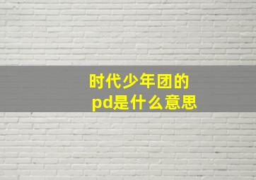 时代少年团的pd是什么意思