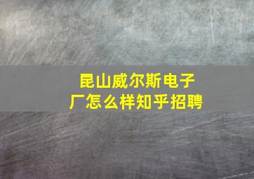 昆山威尔斯电子厂怎么样知乎招聘